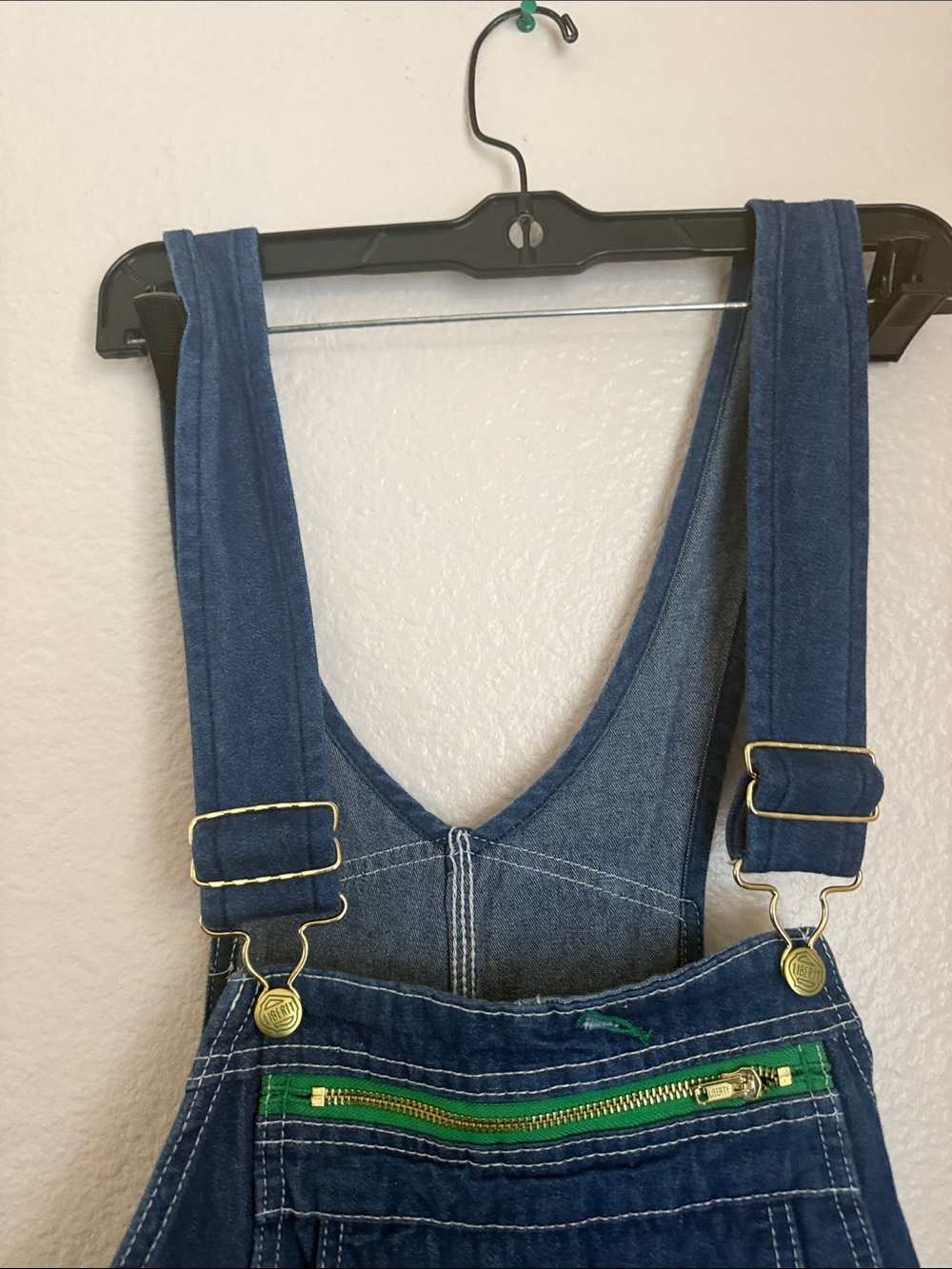 Free People vintage liberty Blue Denim Overalls Sz 34x30 Anna Corinna - Picture 6 of 10